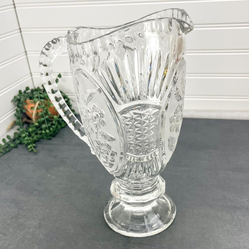 Vintage Crystal Water Pitcher: Flora Collection - Picture 4 of 7